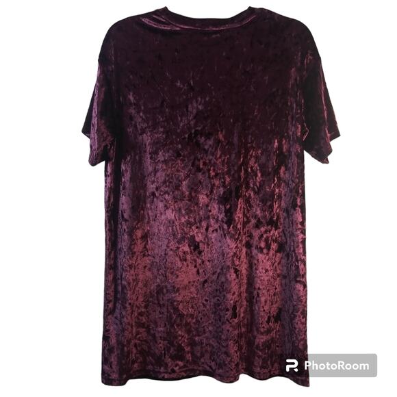 Double Zero Reddish Purple Crushed Velvet Tee Dress Size Small - Picture 2 of 5